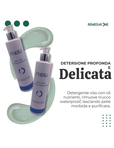 REMEDIA ONE - ETHEREA Latte Nutrisensoriale, Detergente Viso con Olio di Cocco, Ricino e Mandorle, Vitamina E, 250ml