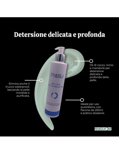REMEDIA ONE - ETHEREA Latte Nutrisensoriale, Detergente Viso con Olio di Cocco, Ricino e Mandorle, Vitamina E, 250ml
