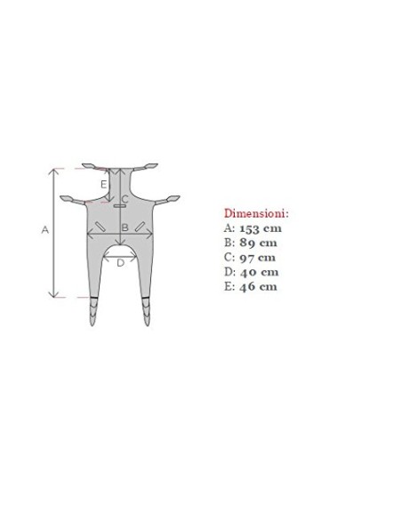 Imbracatura per sollevamalati – Modello STANDARD con poggiatesta – Portata max 200 Kg – Made in Italy - cod.art. RP881