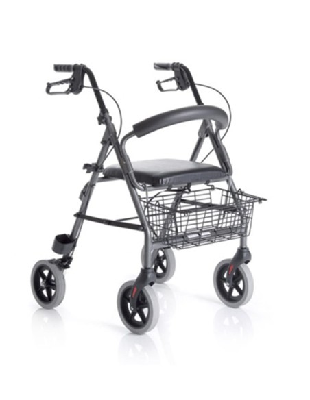 Rollator pieghevole in alluminio verniciato 4 ruote con seduta imbottita e cestino Atlante Art. RP520
