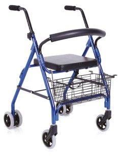 Rollator deambulatore pieghevole in alluminio verniciato 4 ruote Atos Blu Art. RP518B