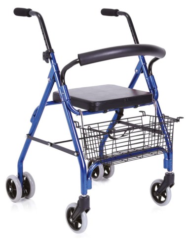 Rollator deambulatore pieghevole in alluminio verniciato 4 ruote Atos Blu Art. RP518B
