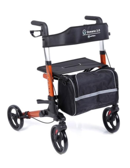 Rollator Deambulatore Girello per Anziani in Alluminio ARANCIO OCEANO 2.0 Art. RP545G -