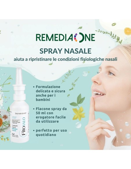 REMEDIA ONE - Spray Nasale per Raffreddore e Sinusite, con Acqua di Mare ed Estratti Naturali, anche per Bambini - 50 ml