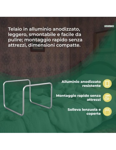 REMEDIA ONE - Alza Coperte Smontabile in Alluminio Anodizzato – Alzacoperte per Piedi Anziani e Pazienti, Solleva Coperte per Pi