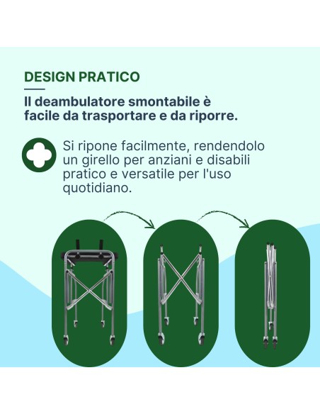 REMEDIA ONE - Deambulatore per Anziani 4 Ruote con Tavolino e Maniglie Regolabili - Girello per Anziani e Disabili da Interno o 