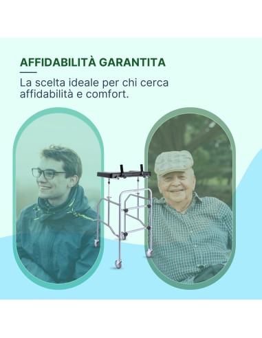 REMEDIA ONE - Deambulatore per Anziani 4 Ruote con Tavolino e Maniglie Regolabili - Girello per Anziani e Disabili da Interno o 