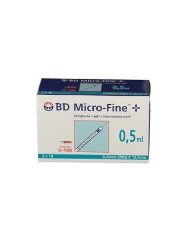 Siringa insulina 0,5 ml 29G 12,7 mm - 30 pezzi