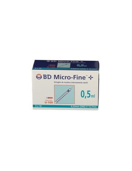 Siringa insulina 0,5 ml 29G 12,7 mm - 30 pezzi